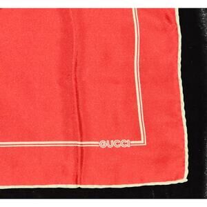 RED Gucci Silk GG Logo Pocket Square /Handkerchief
